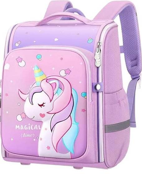 Mallexo Unicorn School Bag for Girls Baby Backpack Soft Shoulder Cute Printed Bags Waterproof School Bag