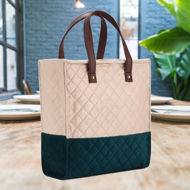 Women Beige, Green Tote