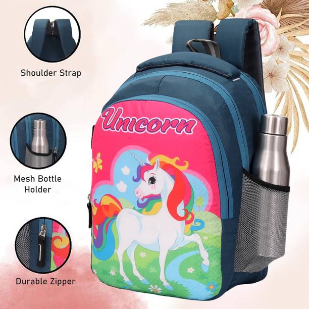 AXONSTAR New Polyester unicorn Character Printed Backpack (NUR/LKG/UKG/1st/2nd Class Waterproof Backpack