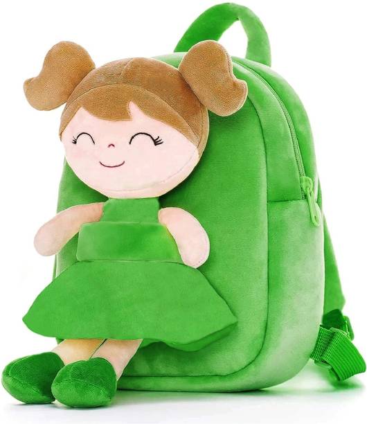 Frantic Kids School Backpack FullBody_Green_Hazel_Doll Plush Bag