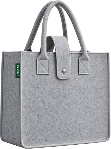 Growvibe Grey Tote Felt Tote Bag for Women | Stylish Handbag | Ladies Purse | Shoulder Bag | Office