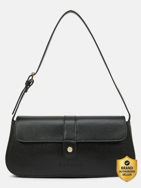 Siri Baguette Medium Black Handbag for Women Shoulder Bag with Adjustable Strap Shoulder Bag