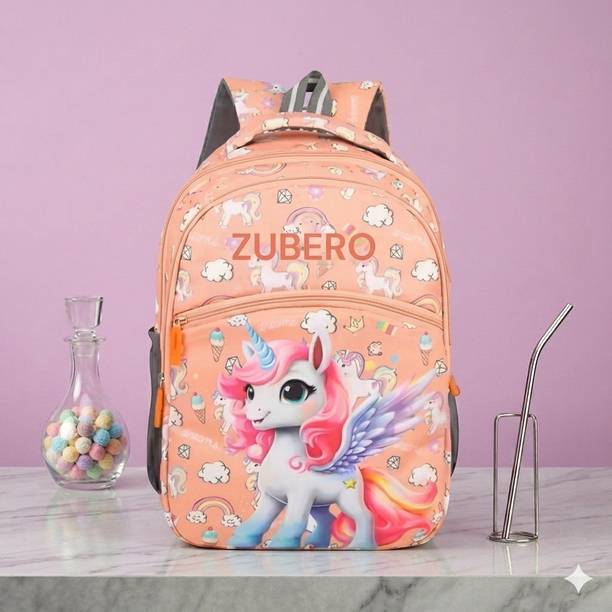 ZUBERO Kids Unicorn School Bag for Girls Stylish Lightweight Backpack Waterproof School Bag