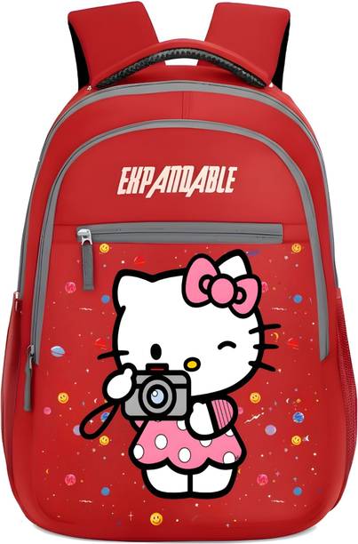 Expandable Kitty Printed School Bag for Kids | Waterproof School bag Waterproof Backpack