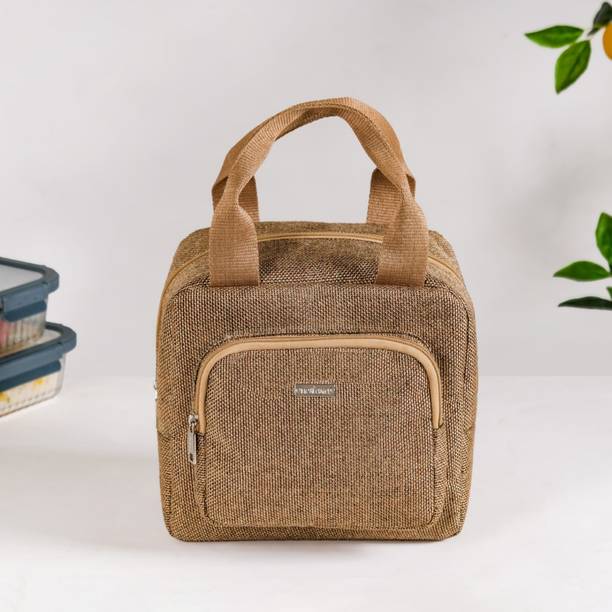 Nestasia Stylish Sustainable Thermal Insulated Jute Lunch Bag Waterproof Lunch Bag