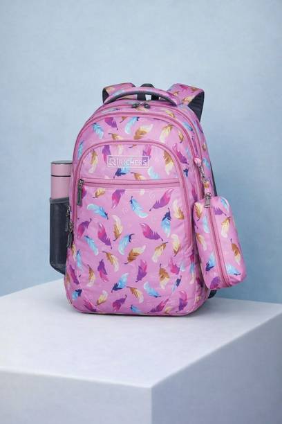 Richer School Backpack for Girls Three Compartments, Side Pockets and Light Weight with Waterproof School Bag
