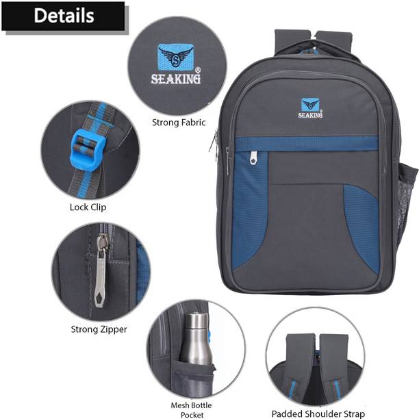 SEAKING School Bag for Boys & Girls of Class 5th-10th School Bag (Grey, 45 L) Waterproof Backpack