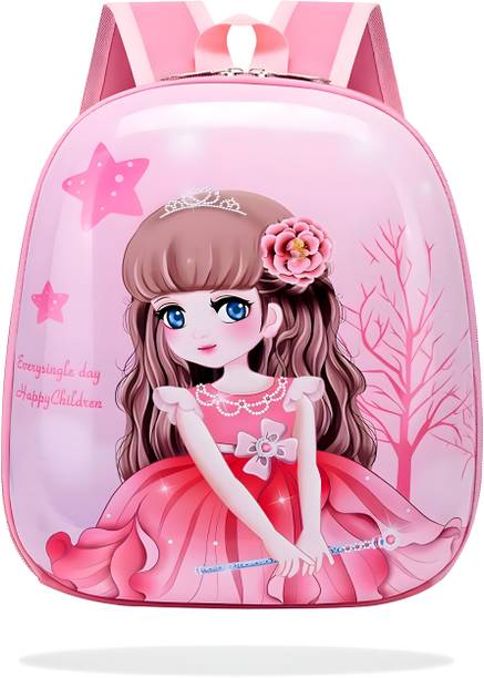 Jollyora Waterproof backpack with Barbie design crossover pattern,bag- PACK OF 1 - PINK Waterproof School Bag