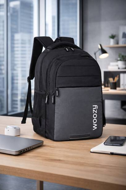 Woozy 18 Inch Laptop Backpack for Men & Women | Water Resistant Waterproof School Bag Black, 38 L