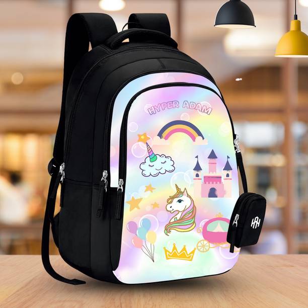 Hyper Adam Multiprint School Bags for Girls – Pouch Included Waterproof School Bag