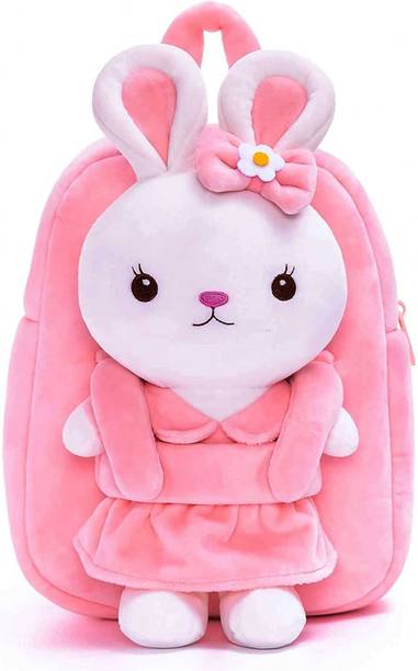 Frantic Premium Quality Kids School Bags For Picnic Backpack Full Body Pink Rabbit Plush Bag