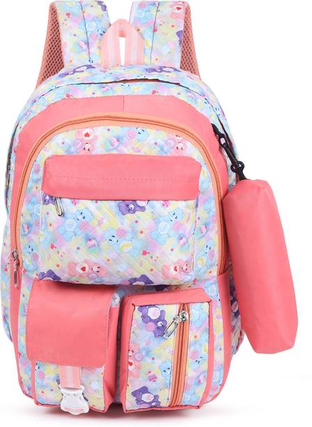 Baby Girl Medium Backpack 30L DESIGNER TEDDY BEAR PRINT School Backpack for Girls Waterproof Backpack
