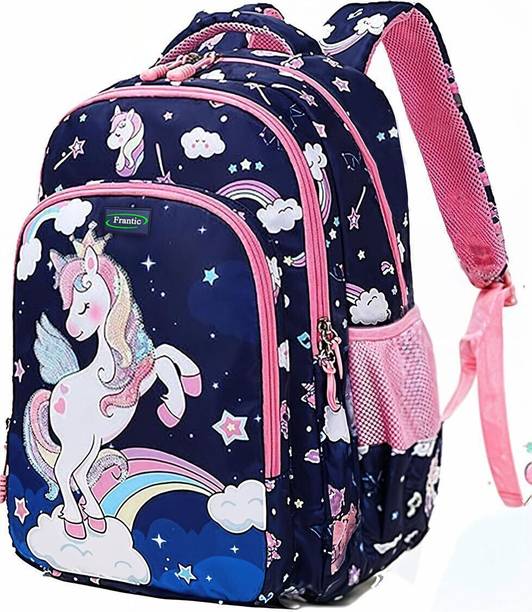 Frantic Printed Kids School Bag for Daily Use(RR_Blue_Dancing_Unicorn_25_1M) Waterproof Backpack