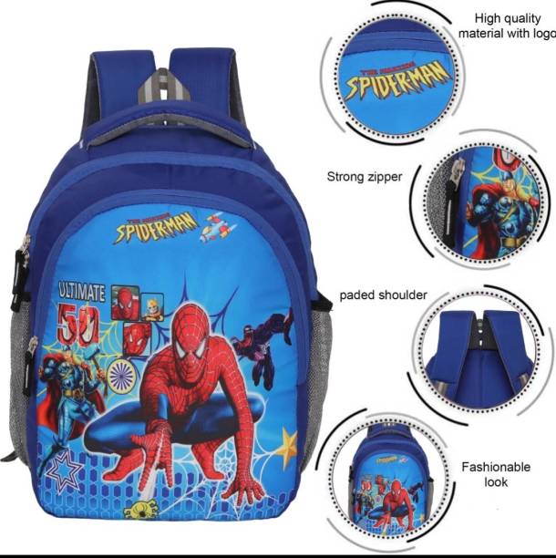 LYGER Spiderman 20L Polyester kids school bag (1st to 5th class) Cartoon bag for boys Waterproof School Bag