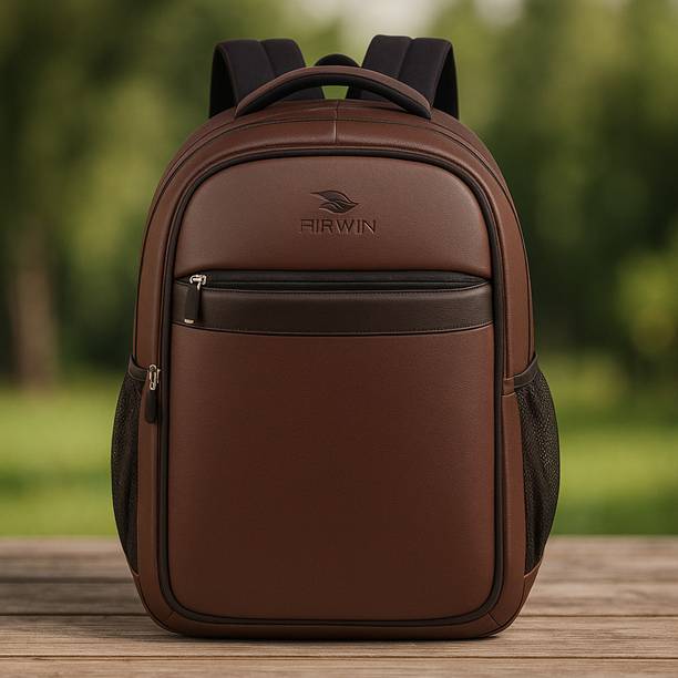 Airwin 18-inch Leather School Bag | 2 Compartment Waterproof Backpack for Boys & Girls Waterproof School Bag