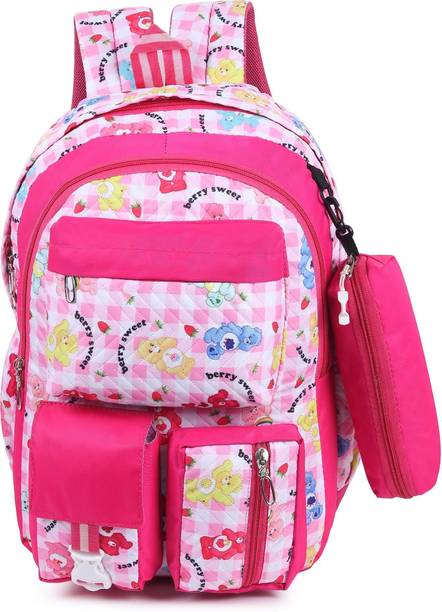 Baby Girl Waterproof School Bag For Girls | Teddy Bear Printed School/College Backpack Waterproof Multipurpose Bag