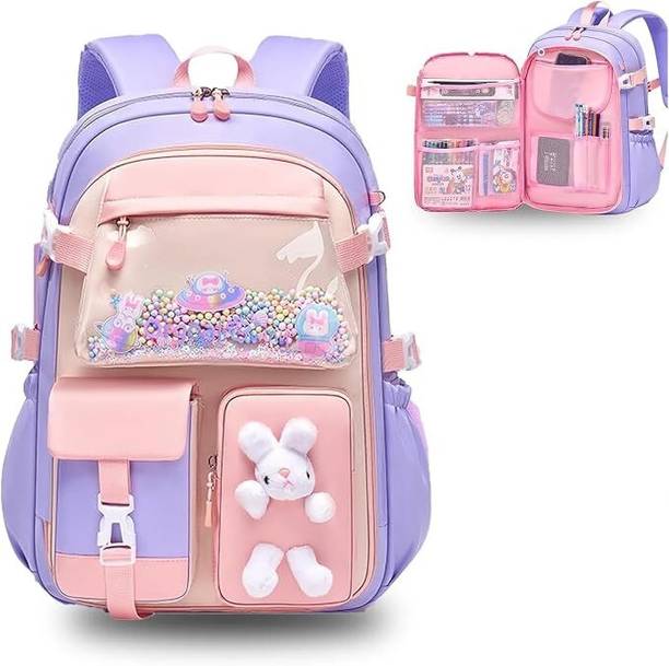 Cots and Cuddles Cute Kawaii Bunny Soft Toy Large Capacity Backpack for Kids School Bag