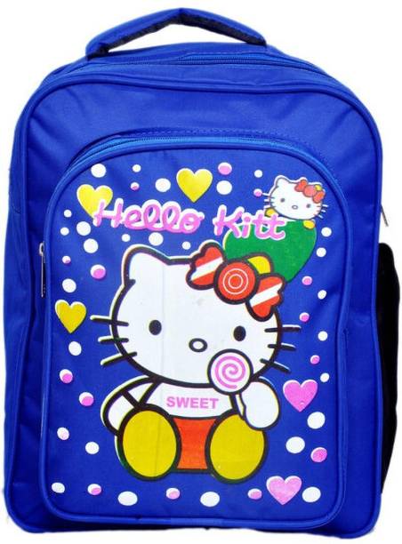 Le Corpus Hello Kitty Print 3 Compartment School Bag with 1 Bottle Holder, For School Kids Backpack
