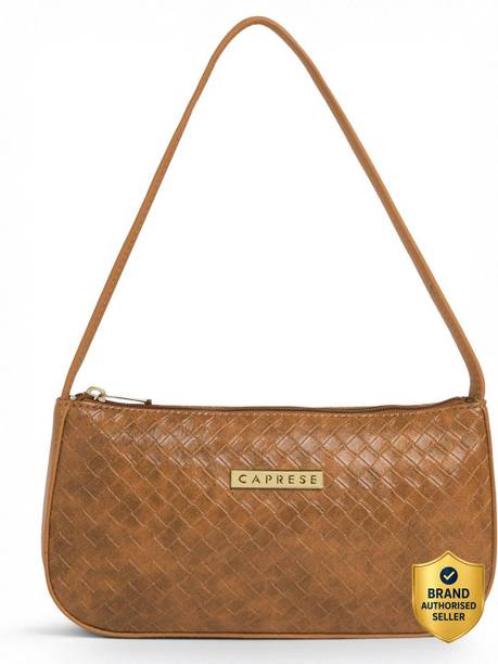 Fergi Baguette Medium Tan Handbag for Women Shoulder Bag with Adjustable Strap Shoulder Bag
