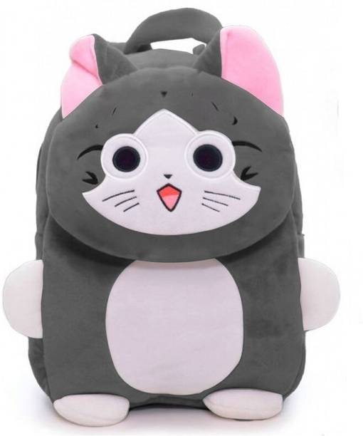 Frantic Grey Cat Flap Kids School Bag Plush Bag