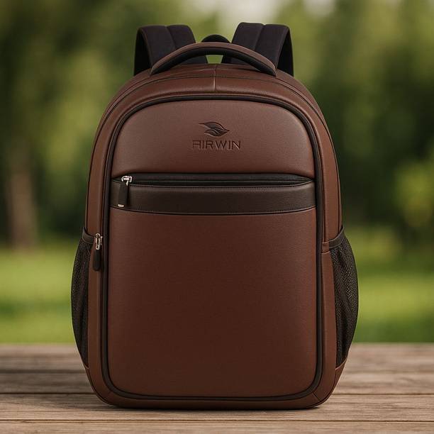 Airwin 18-inch Leather School Bag | 2 Compartment Waterproof Backpack for Boys & Girls Waterproof School Bag