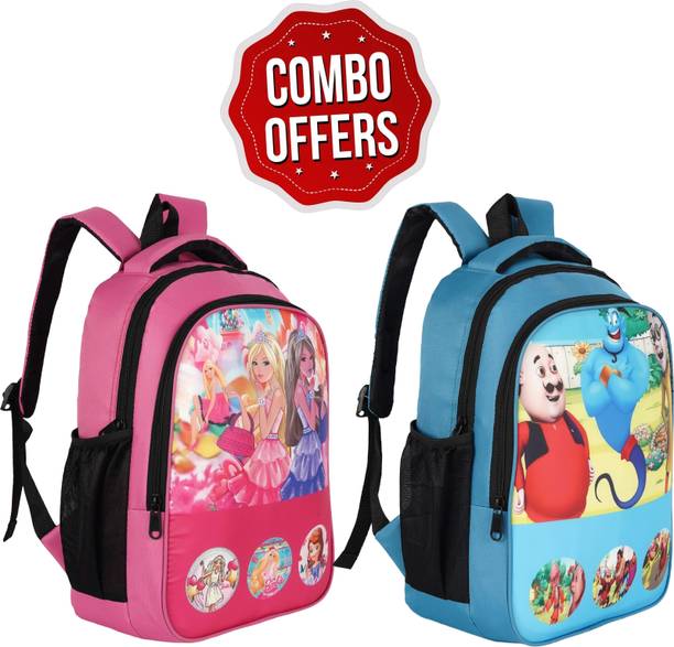 IRY BARBIE & MOTU PATLU For ukg & 3RD class for Boys & Girls School Bag Waterproof School Bag