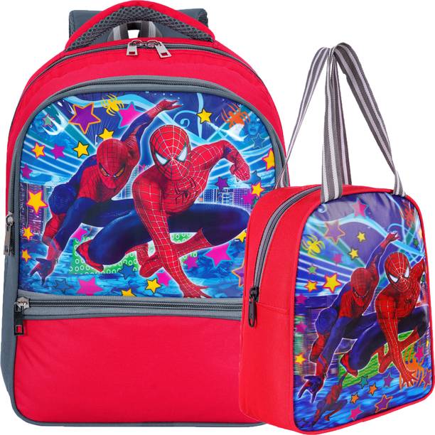Spiderman Spider-Man SCHOOL & LUNCH BAG for Nursery to UKG Class BACKPACK for SMALL Heroes Waterproof School Bag