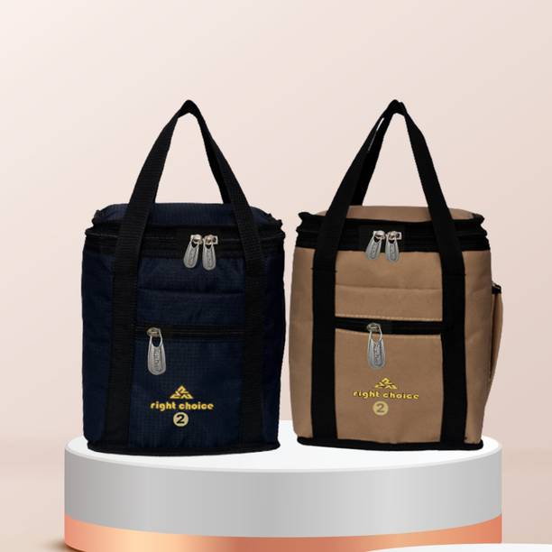 RIGHT CHOICE Combo Offer Lunch Bags (BEIGE BLACK) Branded Premium Quality Carry on Tote for School Office Picnic Travel Camping Outdoor Pouch Holder Handbag Compact Heat Preservation Waterproof Hygiene Meal Prep Box Bag for Men Women and Kids, Color (COMBO BEIGE BLACK) Small Travel Bag - midam sized (BEIGE BLACK) (Nursery/Play School) Lunch Bag