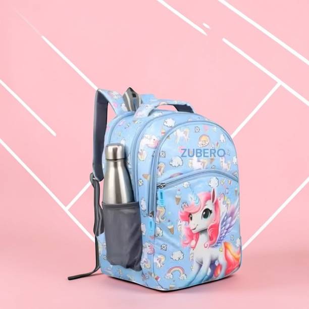 ZUBERO School Bag Unicorn Printed Backpack for Girls Lightweight Kids Bag Waterproof Backpack