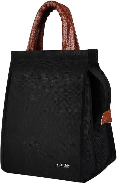 LOREM FZ-TB11 Black PVC Coated Insulated Lunch/Tiffin Bag Men & Women Office, School Waterproof Lunch Bag