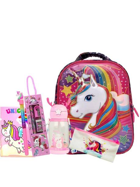 Urban Festivities Unicorn School Bag for Girls with Stationery Combo gift Set Waterproof School Bag
