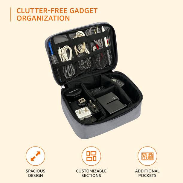 SAJAG Gadget Organizer Travel Cable Accessories Bag Double Layer Laptop Bag