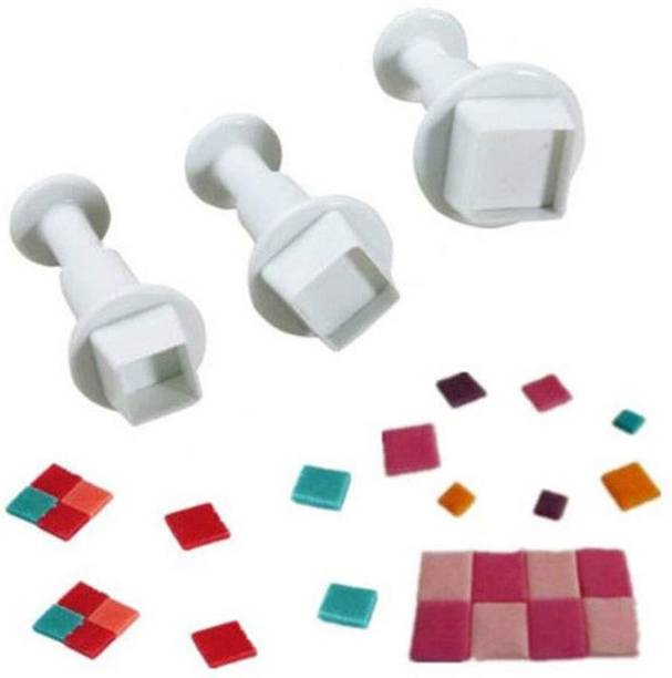 CAKE DECOR 3pcs Square Shape Plunger Cutters Fondant Tool Cookie Cutter