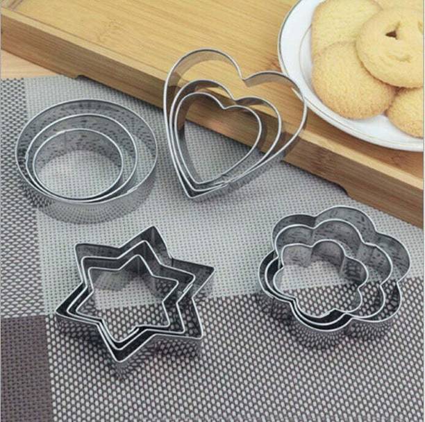 DeoDap Stainless Steel Cookie Cutters – Heart, Round, Star & Flower Shapes Cookie Cutter