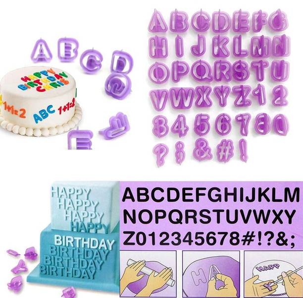 KitchenEase BakeCraft 40-Piece Alphabet & Number Fondant Cutter Set Cookie Cutter