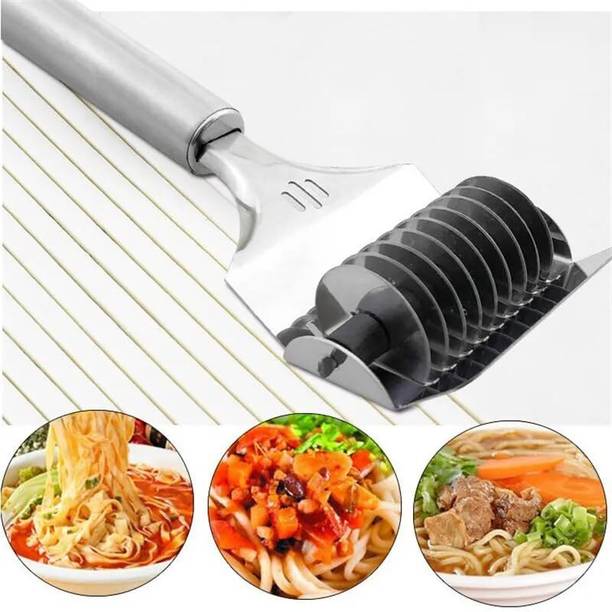INDIWARRIOR Noodle Cutter Roller, Pasta Maker-High Grade SS Kitchen Cooking Tools Cookie Cutter