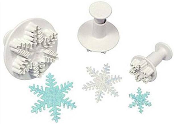 CAKE DECOR 3pcs Snowflake Plunger Cutter Fondant Tool Cookie Cutter