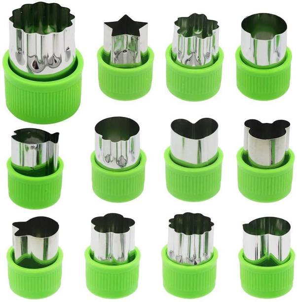 Roztocze 12Pcs Cookie Cutter Set Stainless Steel Sandwich and Fruit Shape Molds Green Cookie Cutter