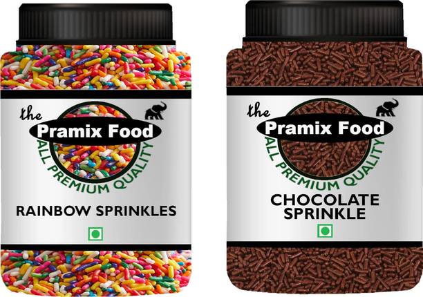 Pramix Rainbow & Chocolate Sprinkles for Cake Decoration Combo (100g Each Pack) - 200g Truffles