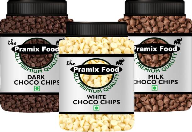 Pramix Chocolate Chips Combo of White, Dark & Milk Choco Chips (Eack Pack 100gm) - 300g Truffles