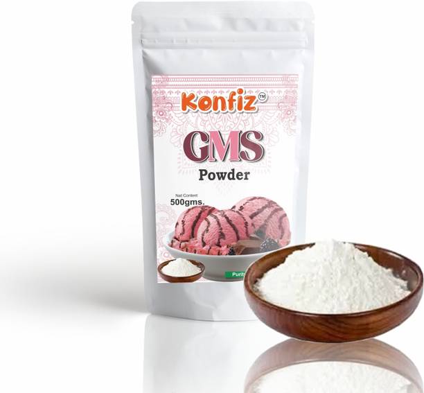 KONFIZ GMS Powder (Glycerol Monostearate) 500G for Ice Creams & Baking Glycerol Monostearate (GMS) Powder