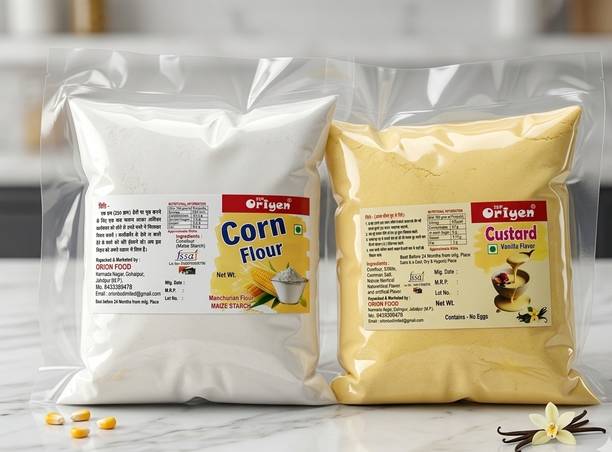 JBPOriyen Vary high quality Custard 250gm Cornflour 250gm combo pack Corn Flour Powder