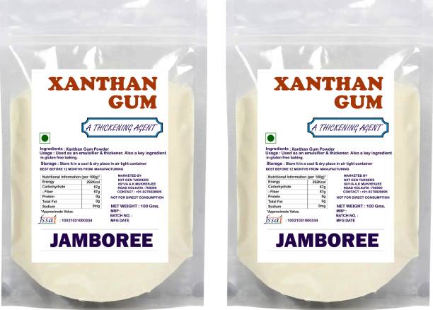 JAMBOREE Xanthan Gum Powder 2X100gm Thickening Agent, Binding Agent & Stabilizer for Food Baking Powder