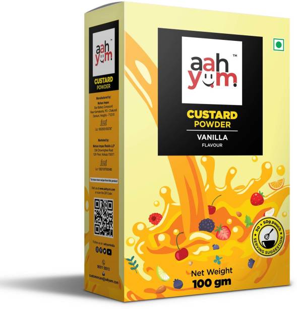 Aah Yum Custard Powder - Vanilla ,100 gm ( Pack of 1 ) Custard Powder
