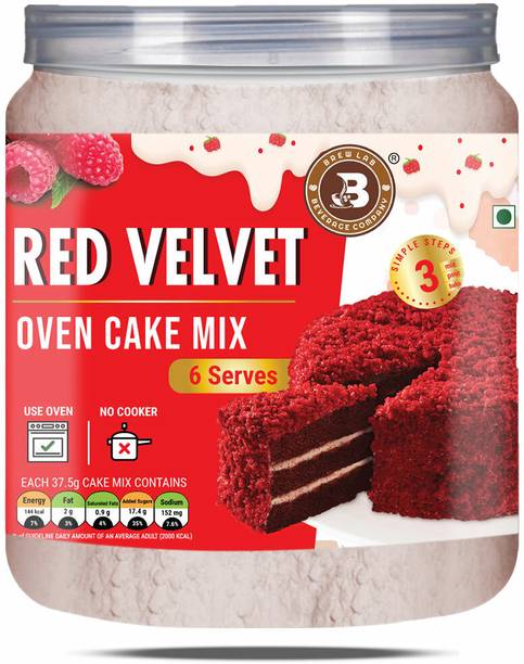 Brew Lab Super Moist and Extra Soft Red Velvet Cake Mix | Instant Oven Cake Mix | Baking Powder