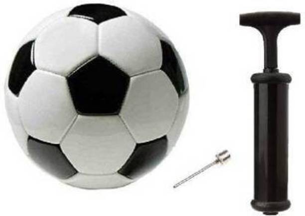 Owlix SPORTS COMBO BLACK & WHITE SYNTHETIC RUBBER FOOTBALL WITH AIR PUMP Football Football - Size: 5