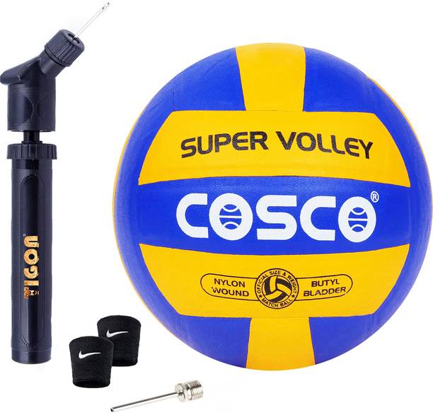 COSCO Super "Genuine Leather" Volleyball With Air Pump And Needle Volleyball - Size: 4