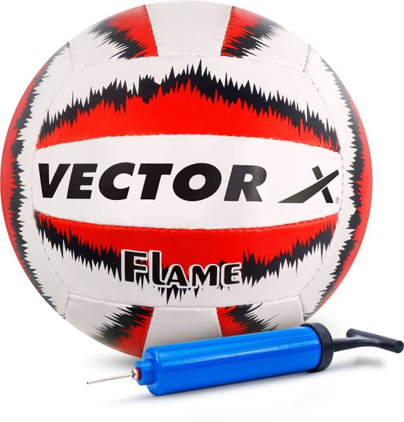 VECTOR X 18 Panel Flame Rubber+ Latex Bladder Hand Stitched Indoor Outdoor Durable Beach Volleyball - Size: 4