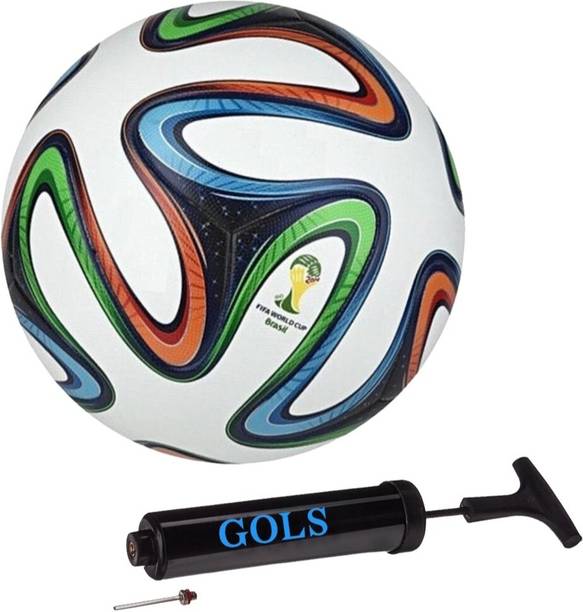 गोल्स Brazuca Multicolor Football with Pump Football size - 5 फ़ुटबॉल
