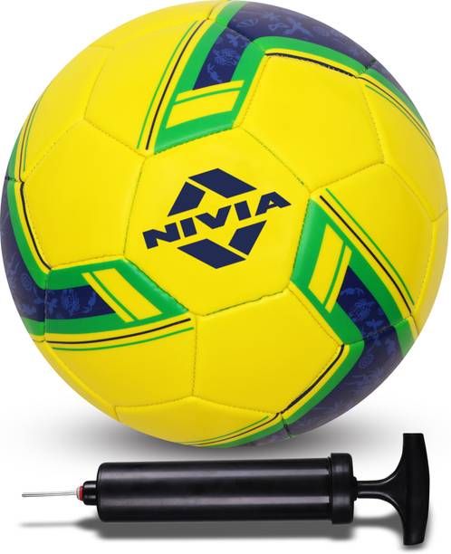NIVIA Spinner Machine Stitched Football With Ball Pump 6" Combo Size -5 (Brasil) Football - Size: 5